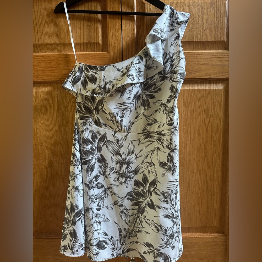 Black and White Asymmetrical One Shoulder Dress